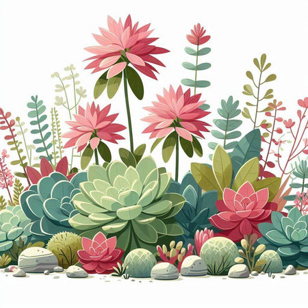 Succulents in the garden. Vector illustration. Eps 10のイラスト素材