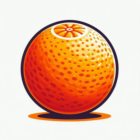 Orange on a white background. Vector illustration of an orange with a pattern.のイラスト素材