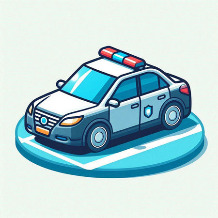 Police car on the road. Vector illustration of a police car.のイラスト素材