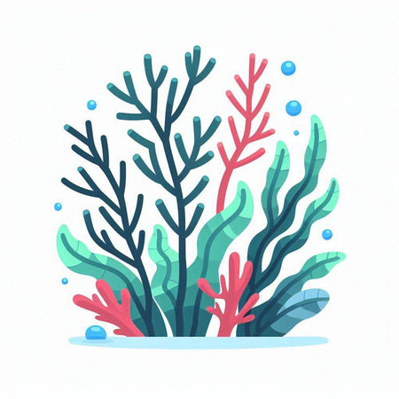 Coral reef. Underwater world. Vector illustration in cartoon styleのイラスト素材