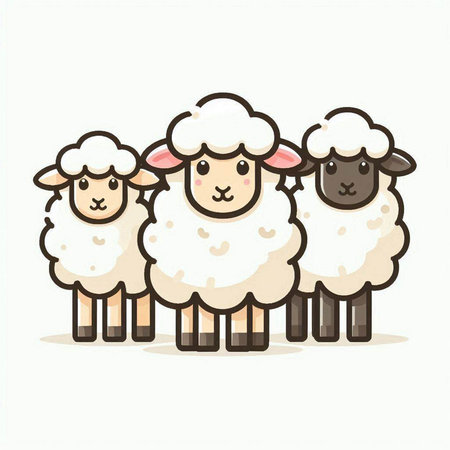 Funny cartoon sheep isolated on a white background. Vector illustration.のイラスト素材