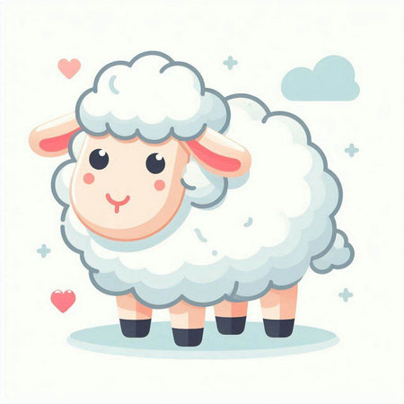 Cute cartoon sheep in love. Vector illustration for your design.のイラスト素材