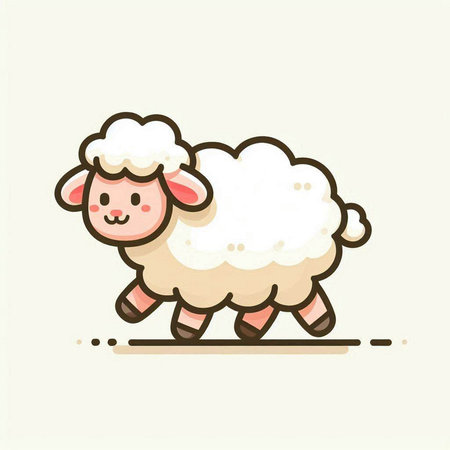 Cute cartoon sheep. Vector illustration isolated on a white background.のイラスト素材