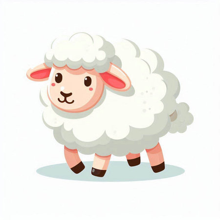 Cute sheeps and lambs in the forest. Vector illustration.のイラスト素材