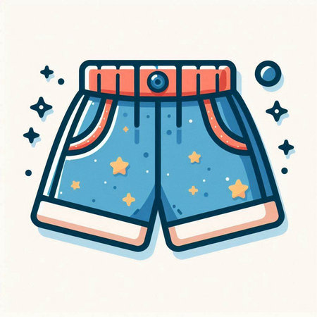 Vector illustration of a pair of shorts in trendy linear style on a light background.のイラスト素材
