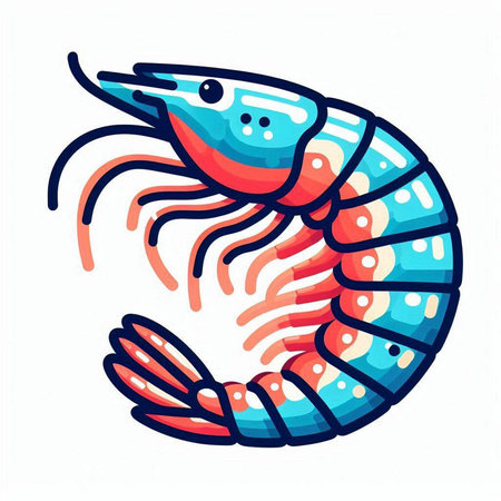 Shrimp icon isolated on white background. Hand drawn vector illustration.のイラスト素材