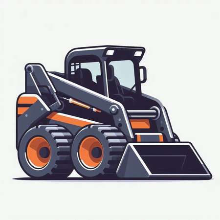 bulldozer isolated on white background. flat style vector illustration.のイラスト素材