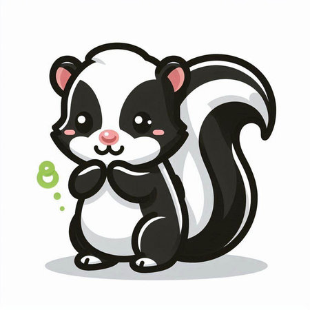 cute skunk cartoon on a white background. vector illustration.のイラスト素材