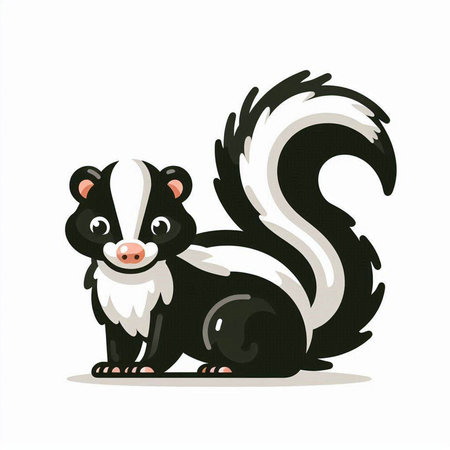 Cute cartoon skunk isolated on white background. Vector illustration.のイラスト素材