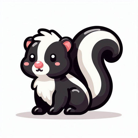 Cute cartoon skunk isolated on white background. Vector illustration.のイラスト素材
