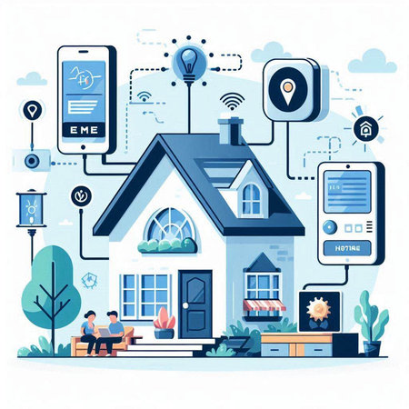 Smart home and internet of things concept. Vector illustration in flat styleのイラスト素材