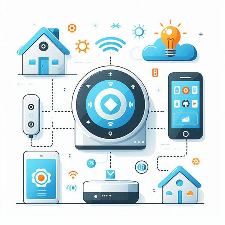 Smart home control system. Internet of things concept. Vector illustration.のイラスト素材