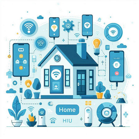 Smart home concept. Smart house and internet of things technology. Vector illustrationのイラスト素材