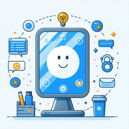 Set of modern gadgets. Smartphone, tablet, mobile phone, laptop, smart watch, pen, pencil, watch, flash drive, headphones. Vector illustrationのイラスト素材