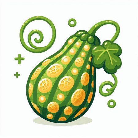 Watermelon with green leaves on a white background. Vector illustration.のイラスト素材