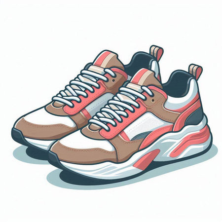 Sneakers isolated on white background. Vector hand drawn illustration.のイラスト素材