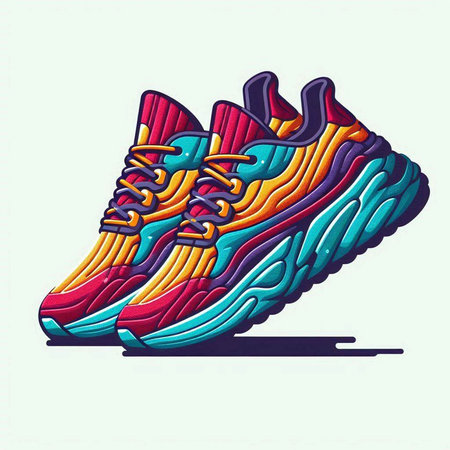 Sneakers in the form of a rainbow. Vector illustration.のイラスト素材