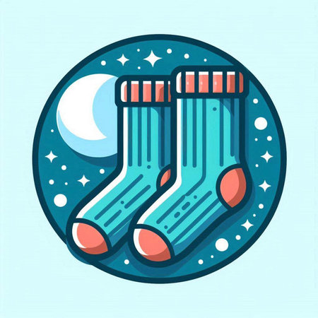 Vector illustration of a pair of socks on a background of the moon.のイラスト素材