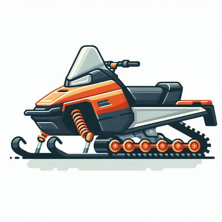 Snowmobile isolated on white background. Cartoon style. Vector illustration.のイラスト素材