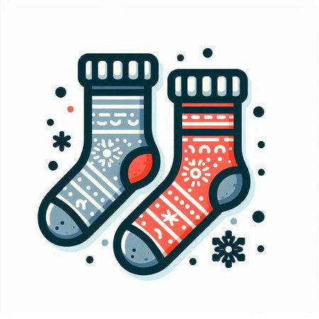 Christmas socks. Vector illustration. Isolated on a white background.のイラスト素材