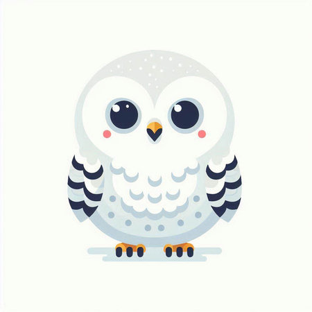 Cute cartoon owl. Vector illustration isolated on a white background.のイラスト素材
