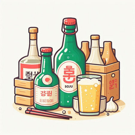 Illustration of a set of food and drinks. Vector illustration.のイラスト素材