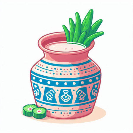 Ceramic pot with aloe vera. Vector illustration.のイラスト素材