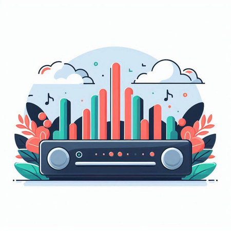 Music equalizer. Vector illustration in flat style. Music concept.のイラスト素材