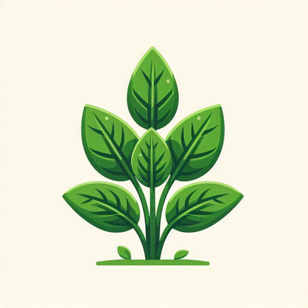 Green plant icon with leaves isolated on white background. Vector illustration.のイラスト素材