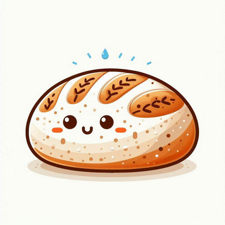 Cute cartoon bread. Vector illustration isolated on a white background.のイラスト素材