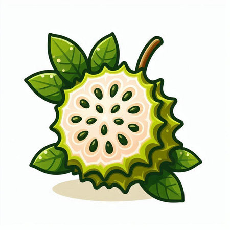 Soursop fruit isolated on a white background. Vector illustration.のイラスト素材