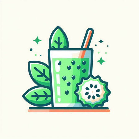 Smoothie flat color icon. Healthy drink. Vector illustration.のイラスト素材