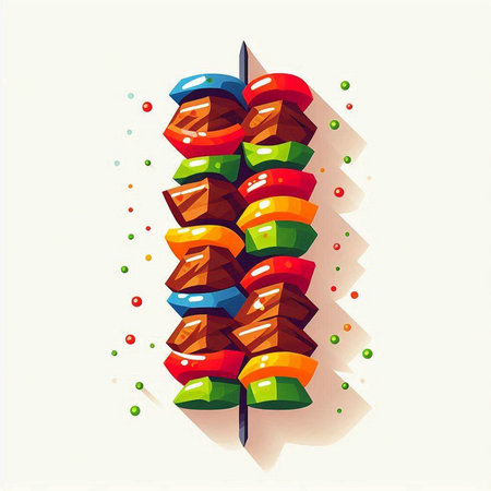 Illustration of kebab on skewer. Vector illustration.のイラスト素材