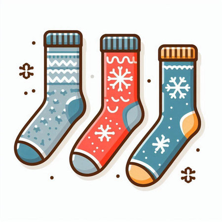 Set of Christmas socks isolated on a white background. Vector illustration.のイラスト素材