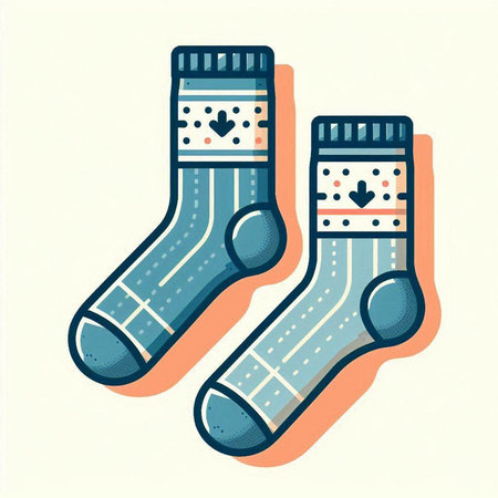 Vector illustration of a pair of socks with hearts on a white backgroundのイラスト素材