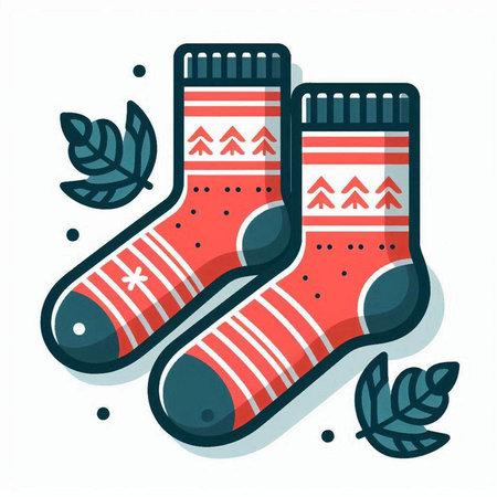 Pair of Christmas socks. Vector illustration in flat cartoon style.のイラスト素材