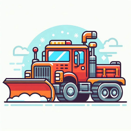 Snowmobile in the mountains. Vector illustration in a flat style.のイラスト素材