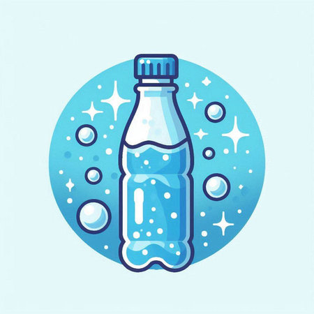 Bottles with water, orange and mint leaves. Vector illustration.のイラスト素材