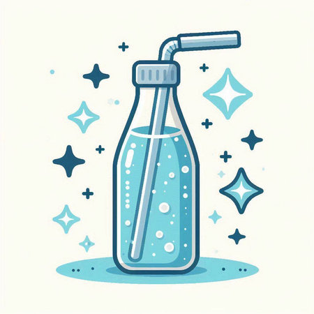 Illustration of a Soda can filled with water. Vector illustration.のイラスト素材