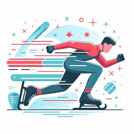 Vector illustration of an ice skater on speed skating. Winter sport.のイラスト素材