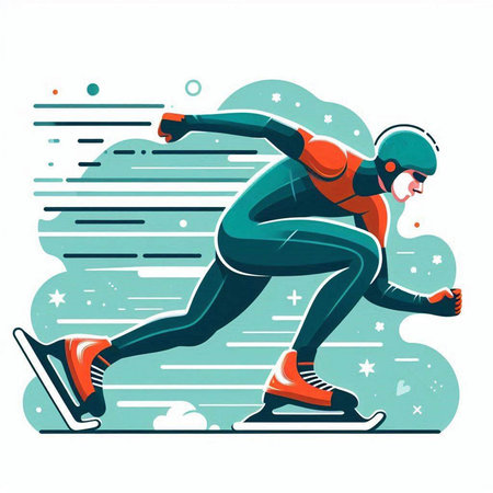 Speed skating. Sport and recreation. Vector illustration in flat style.のイラスト素材