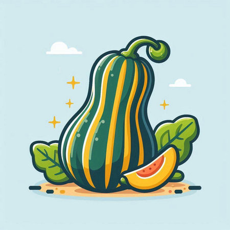 Papaya vector illustration. Cute cartoon style. Healthy food.のイラスト素材