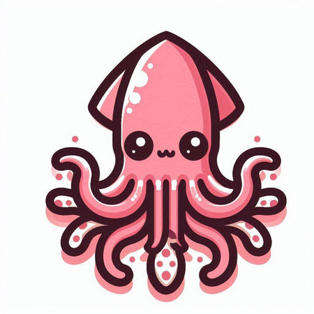 Cute cartoon octopus on a white background. Vector illustration.のイラスト素材