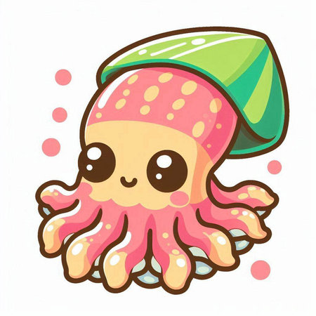 Cute cartoon octopus. Vector illustration isolated on white background.のイラスト素材