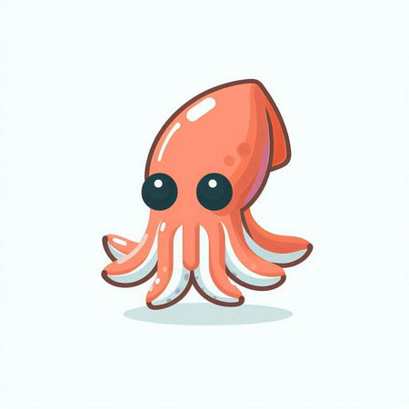 Cute cartoon octopus. Vector illustration isolated on white background.のイラスト素材