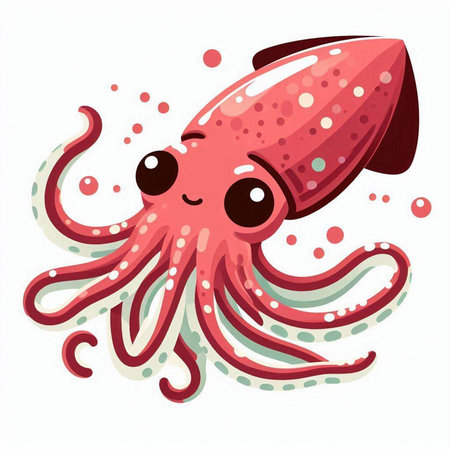 Cute cartoon octopus isolated on white background. Vector illustration.のイラスト素材