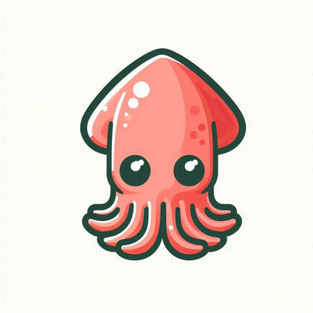 Cute cartoon octopus on a white background. Vector illustration.のイラスト素材