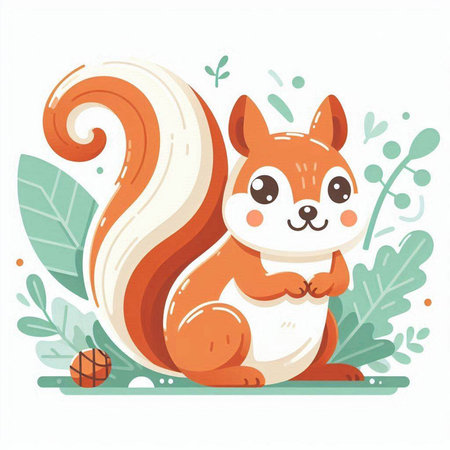 Cute squirrel. Vector illustration in cartoon style on white background.のイラスト素材
