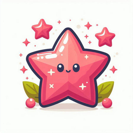 Cute cartoon star character. Vector illustration isolated on white background.のイラスト素材