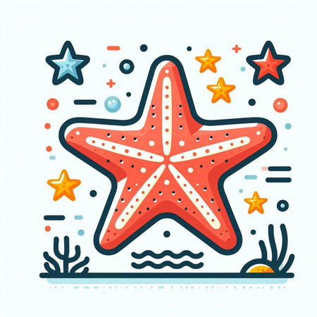 Starfish flat line icon. Sea life concept. Vector illustration.のイラスト素材